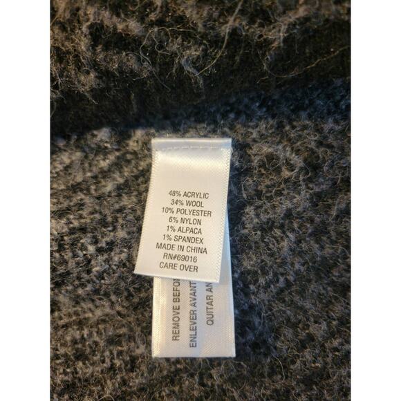 Laura Ashley Gray Black Geometric Open Front Cardigan Sweater Women's Size PXL - Picture 8 of 10